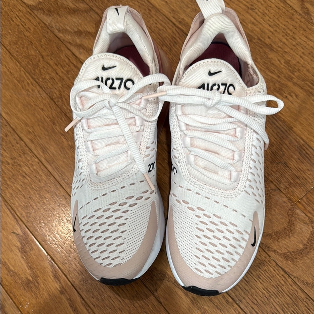 Nike White and Pink Sneakers with Air Max Cushioning